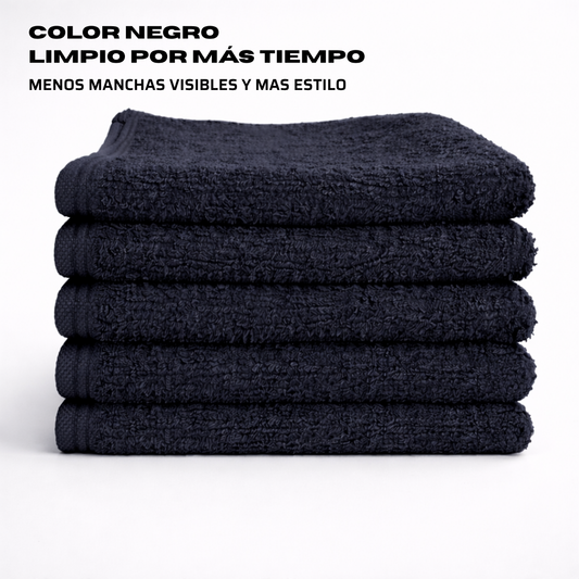 Toalla Negra de Algodón 30x50 cm (450 g) | Pack 5 Unidades
