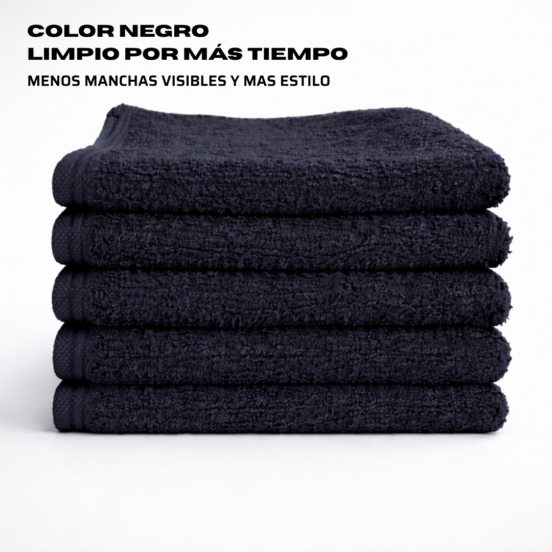 Toalla Negra de Algodón 30x50 cm (450 g) | Pack 5 Unidades