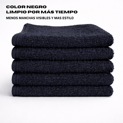 Toalla Negra de Algodón 30x50 cm (450 g) | Pack 5 Unidades