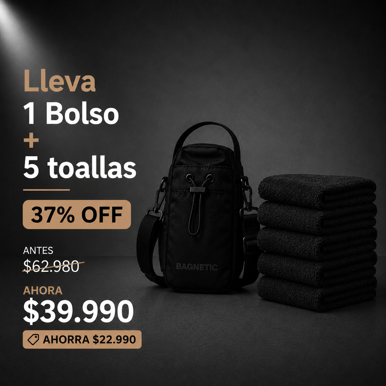 Pack Bolso Magnético Superior + Pack 5 Toallas