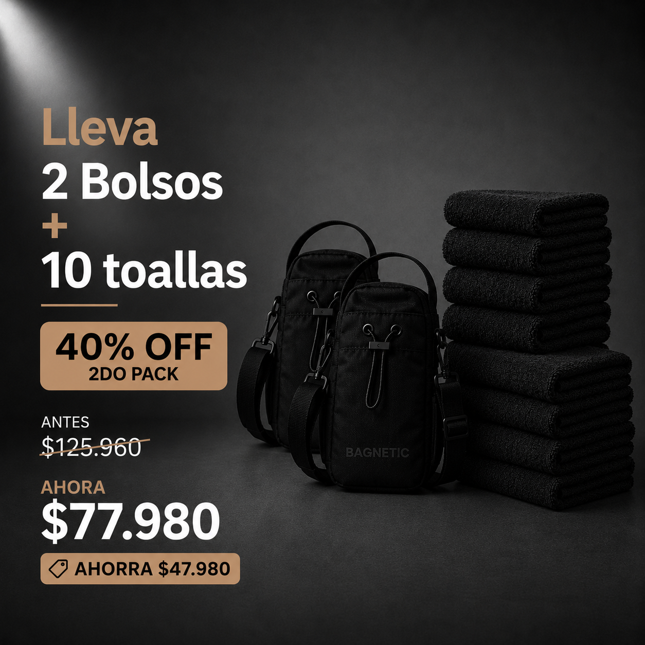 Pack Bolso Magnético Superior + Pack 5 Toallas