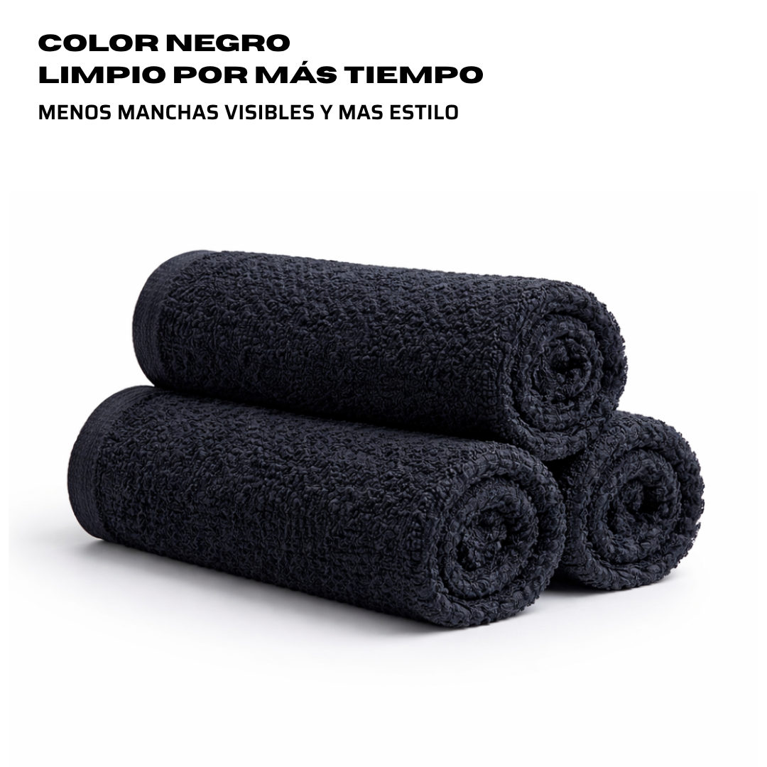 Toalla Negra de Algodón 100% 30x50 cm (450 g) | Pack 3 Unidades