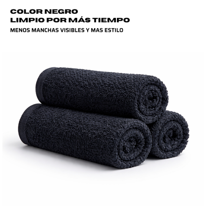 Toalla Negra de Algodón 100% 30x50 cm (450 g) | Pack 3 Unidades