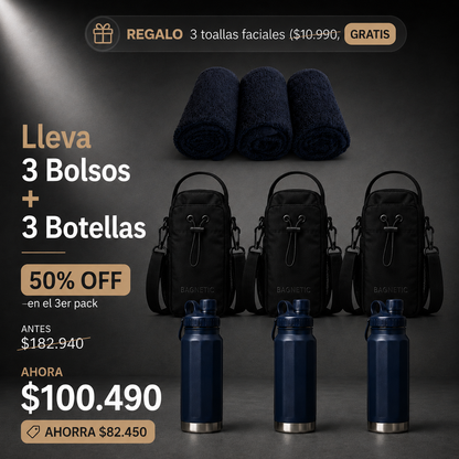 Pack Bolso Magnético Superior + Botella Inox 800 ml