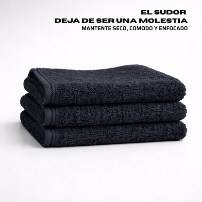 Toalla Negra de Algodón 100% 30x50 cm (450 g) | Pack 3 Unidades