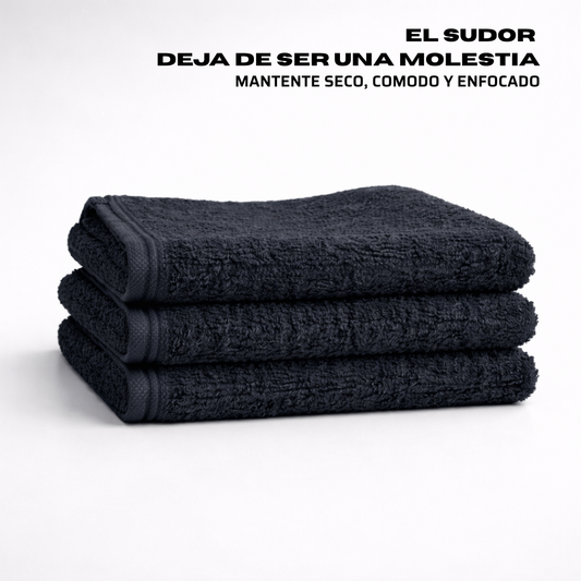 Toalla Negra de Algodón 100% 30x50 cm (450 g) | Pack 3 Unidades