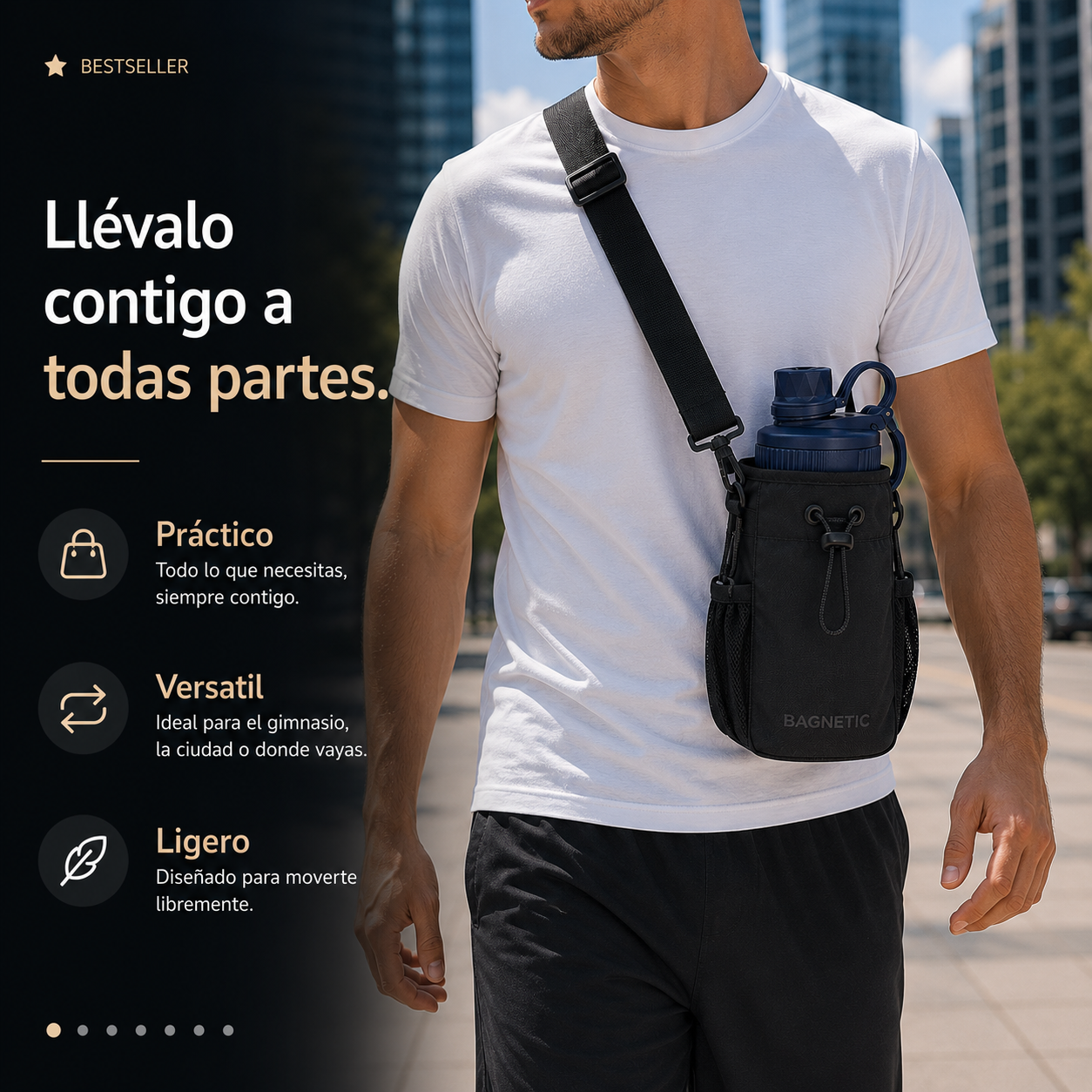 Pack Bolso Magnético Superior + Botella Inox 800 ml