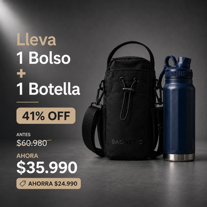 Pack Bolso Magnético Superior + Botella Inox 800 ml