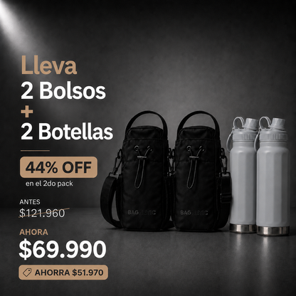 Pack Bolso Magnético Superior + Botella Inox 800 ml