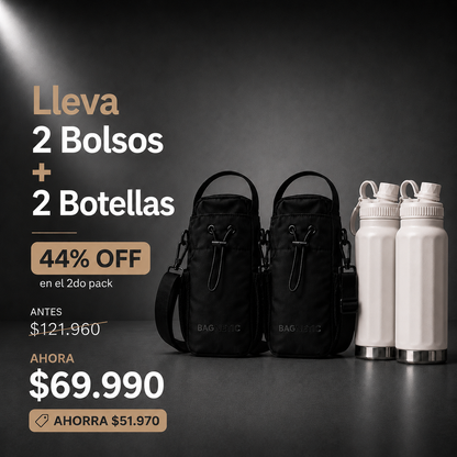 Pack Bolso Magnético Superior + Botella Inox 800 ml