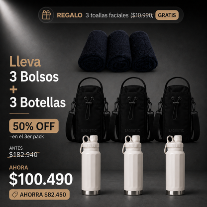 Pack Bolso Magnético Superior + Botella Inox 800 ml