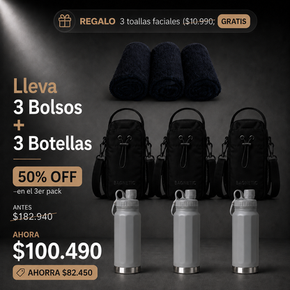 Pack Bolso Magnético Superior + Botella Inox 800 ml