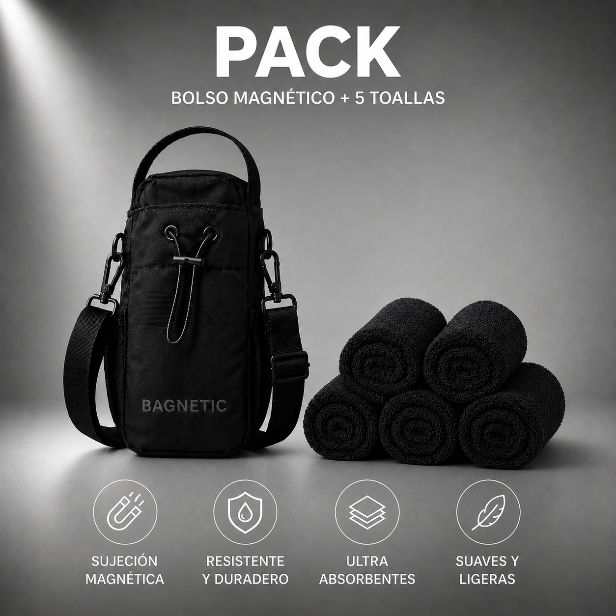 Pack Bolso Magnético Superior + Pack 5 Toallas