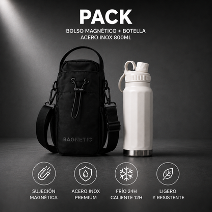 Pack Bolso Magnético Superior + Botella Inox 800 ml